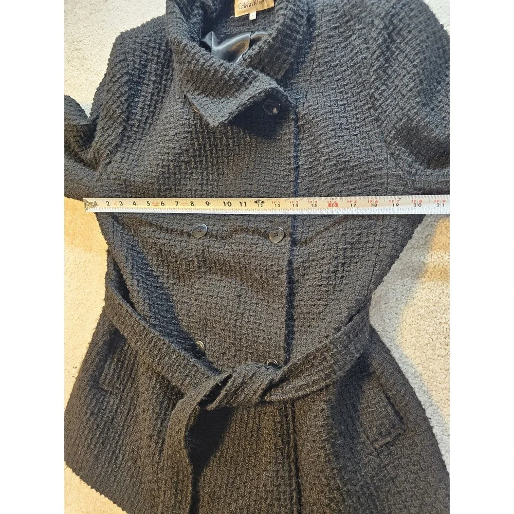 Calvin Klein Women's Wool Blend Textured Peacoat Belted‎ Gray Size 1X